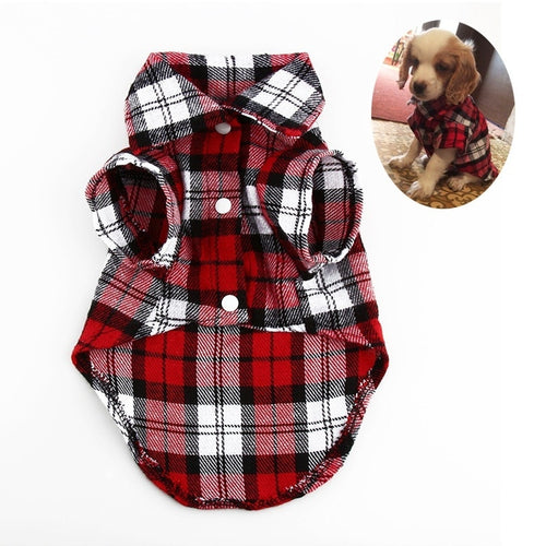 2019 New Spring Pet Fashion Puppy Dog Vests Plaid Stripe Pet T Shirt Cotton Cat Grid Costumes Dog Autumn Clothes Jacket Coats