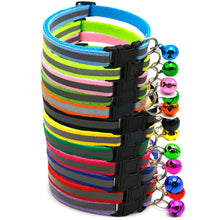 Load image into Gallery viewer, Reflective Charm and Bell Cat Collar Safety Elastic Adjustable with Soft Velvet Material 12 colors pet Product small dog collar