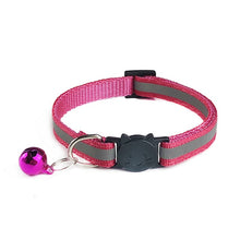 Load image into Gallery viewer, 1.0 Collar  Dog Cat Pet Adjuatable  Fashion Nylon Necklace  with Bell  Night Safety Bright  Reflective Cat Head Safety Buckle