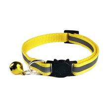 Load image into Gallery viewer, 1.0 Collar  Dog Cat Pet Adjuatable  Fashion Nylon Necklace  with Bell  Night Safety Bright  Reflective Cat Head Safety Buckle