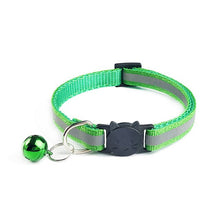 Load image into Gallery viewer, 1.0 Collar  Dog Cat Pet Adjuatable  Fashion Nylon Necklace  with Bell  Night Safety Bright  Reflective Cat Head Safety Buckle