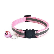 Load image into Gallery viewer, 1.0 Collar  Dog Cat Pet Adjuatable  Fashion Nylon Necklace  with Bell  Night Safety Bright  Reflective Cat Head Safety Buckle