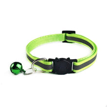 Load image into Gallery viewer, 1.0 Collar  Dog Cat Pet Adjuatable  Fashion Nylon Necklace  with Bell  Night Safety Bright  Reflective Cat Head Safety Buckle