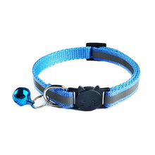 Load image into Gallery viewer, 1.0 Collar  Dog Cat Pet Adjuatable  Fashion Nylon Necklace  with Bell  Night Safety Bright  Reflective Cat Head Safety Buckle