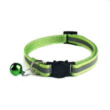 Load image into Gallery viewer, 1.0 Collar  Dog Cat Pet Adjuatable  Fashion Nylon Necklace  with Bell  Night Safety Bright  Reflective Cat Head Safety Buckle