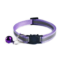 Load image into Gallery viewer, 1.0 Collar  Dog Cat Pet Adjuatable  Fashion Nylon Necklace  with Bell  Night Safety Bright  Reflective Cat Head Safety Buckle