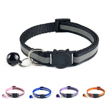 Load image into Gallery viewer, Reflective Breakaway Cat Collar Adjustable Small Pets Puppy Dog Kitten Cat Nylon Collar with Bell 12 Color Neck 19-32cm 1.0cm