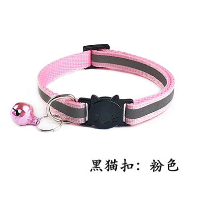 Reflective Breakaway Cat Collar Adjustable Small Pets Puppy Dog Kitten Cat Nylon Collar with Bell 12 Color Neck 19-32cm 1.0cm