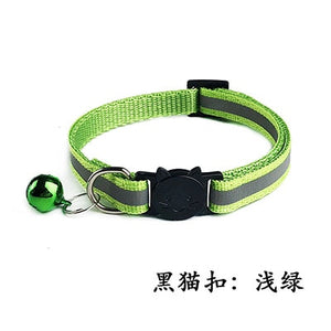 Reflective Breakaway Cat Collar Adjustable Small Pets Puppy Dog Kitten Cat Nylon Collar with Bell 12 Color Neck 19-32cm 1.0cm