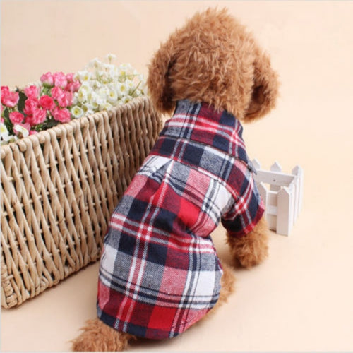 Summer Style Dog Shirts Plaid Dog Clothes Blouse Tops Shirts  Autumn For Pet Puppy Dogs Cats Clothes