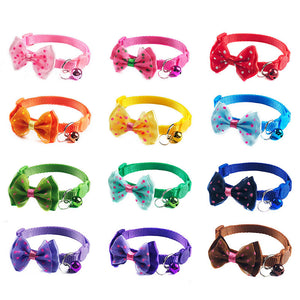 Pet Cat Grooming Bow Tie Collar 12 Colors Small Dog Kitty Cat Bowtie Quick Release Adjustable Nylon Safe Bell Collar 19-32cm