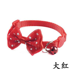 Pet Cat Grooming Bow Tie Collar 12 Colors Small Dog Kitty Cat Bowtie Quick Release Adjustable Nylon Safe Bell Collar 19-32cm