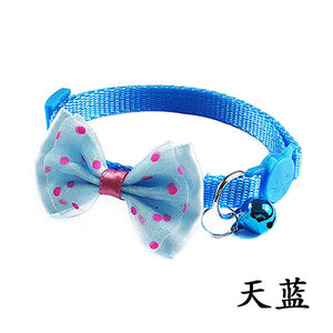 Pet Cat Grooming Bow Tie Collar 12 Colors Small Dog Kitty Cat Bowtie Quick Release Adjustable Nylon Safe Bell Collar 19-32cm