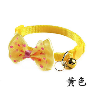 Pet Cat Grooming Bow Tie Collar 12 Colors Small Dog Kitty Cat Bowtie Quick Release Adjustable Nylon Safe Bell Collar 19-32cm