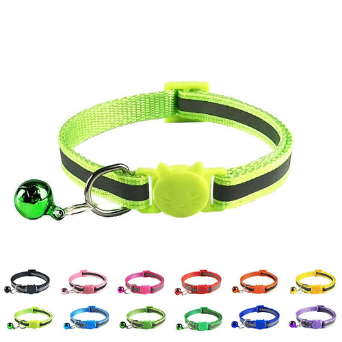 12 Colors Reflective Adjustble Cat Collars Colorful Nylon Breakaway Safety Pet Collar Bells for Cats Small Dogs Puppies Kittens